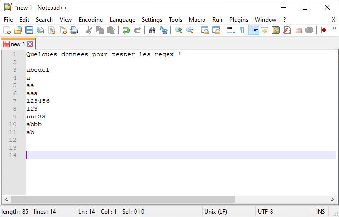 Regexp dans Notepad++